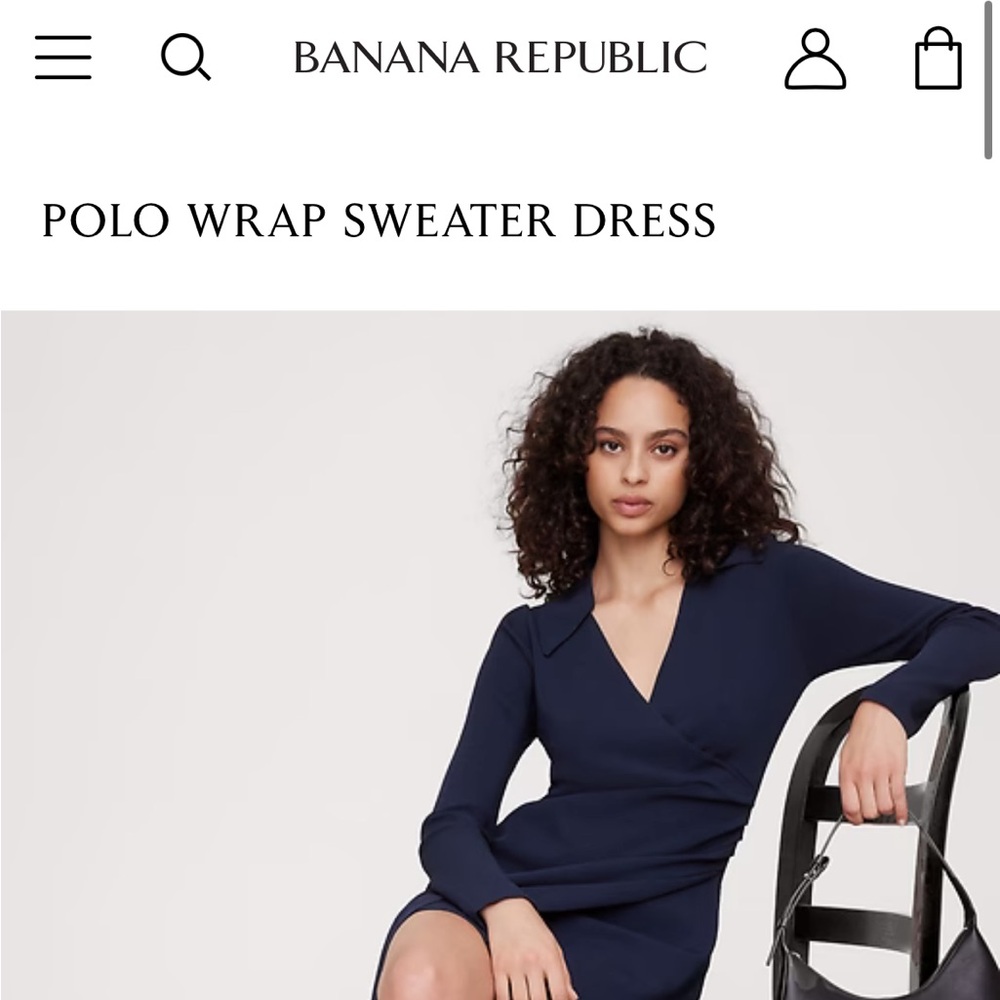 Banana Republic Ghita Knit Navy Polo Wrap Sweater Dress
